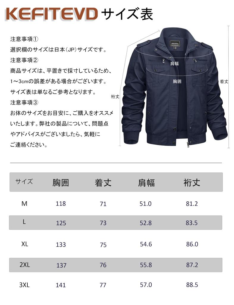 KEFITEVD Jaqueta de Inverno Casual Leve Estilosa do Exército com Tamanho Padrão Roupa de Primavera Jaqueta Masculina, Bolsos, Gola, Azul Marinho, 3XL, Roupa de Trabalho,