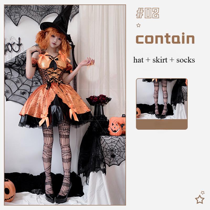 Halloween Adult Costume Witch Costume Masquerade Cos Show Costume Pumpkin Witch Costume Cosplay Dress