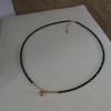 Black Beaded Choker Necklace with Gold Bell Pendant – Minimalist Dainty Jewelry for Women, Elegant Daily Gift Necklace
