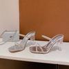 Sexy Clear Strange High Heels Summer Women's Slippers Slides Ladies Open Toe Evening Party Shoes