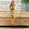Sitting Chick Figurine Cartoon Yellow Chicken Statue Sculpture Resin Hen Animal Model Home Office Bookshelf Desktop Decoration Ornament