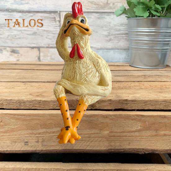 Sitting Chick Figurine Cartoon Yellow Chicken Statue Sculpture Resin Hen Animal Model Home Office Bookshelf Desktop Decoration Ornament