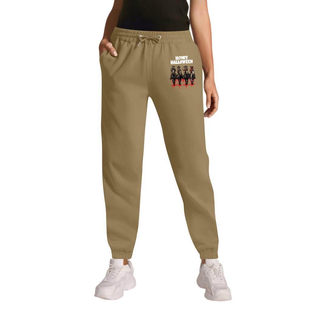 Women's Sports Halloween Print Drawstring Pocket Casual Workwear Pants