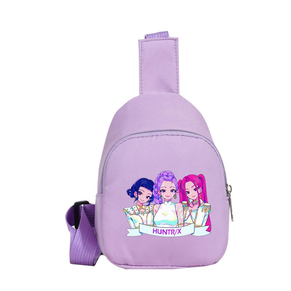 Cartoon Anime K-Pop Demon Hunters Printed Kawaii Chest Pack for Boy Girl Shoulder Bag Student Portable Crossbody Pouch Christmas Gift