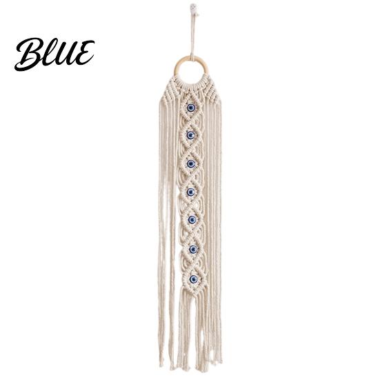 Fringed Edge Tapestry Boho Evil Eye Tapestry Cotton Rope Braided Wall Hanging Turkish D