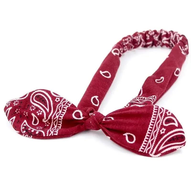 Printed Rabbit Ears Elastic Contour Crossover Hairband Wire Knot Wash Face Headband Elastic Hairband Stretch Headbands for Women