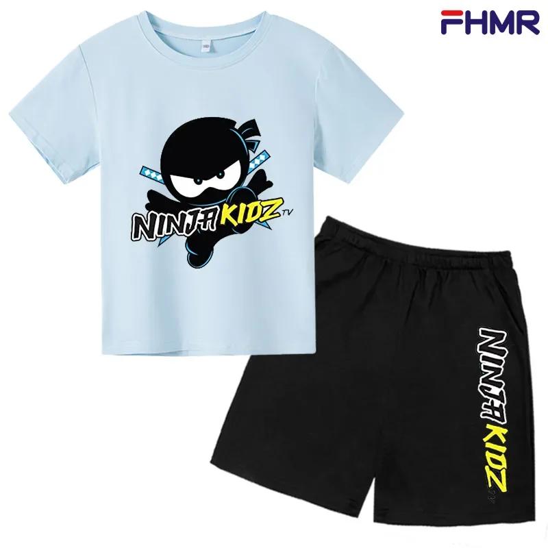Summer Kids Ninjago T-shirt Set Boys' Clothing  Leisure Cotton PikachuShort Sleeve Preschool 3-12 Girls' Cartoon Animal Print