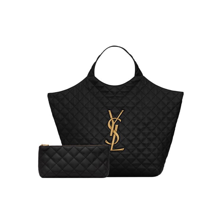 SAINT LAURENT Icare Maxi Shopping Bag Quilted Lambskin Black 698651-AAANG-1000