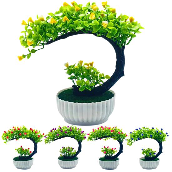 Fake Bonsai Romantic No Watering Plastic Beautiful Artificial Flower Bonsai with Pot Garden Supplies