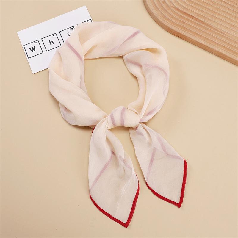 Fashion Simulated Silk Scarf Women's Simple Style Solid Color Thin Cloud Pattern Scarf Small Square Scarf