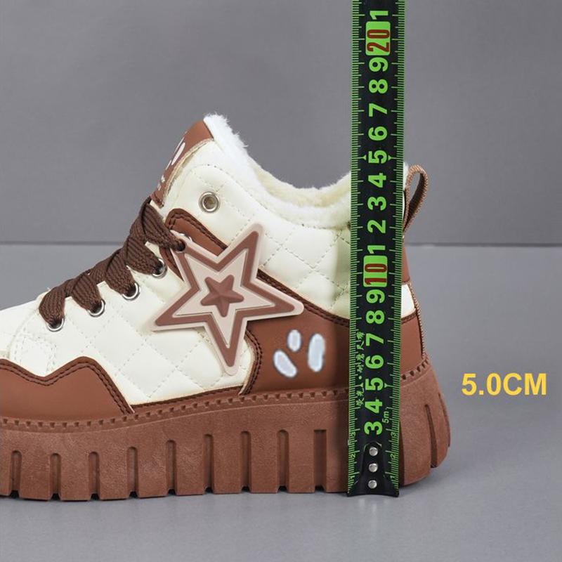 Winter Thickened Fleece Lined Sports Women's Shoes Padded Platform High Shoes Casual Comfortable Flat Heel Footwear