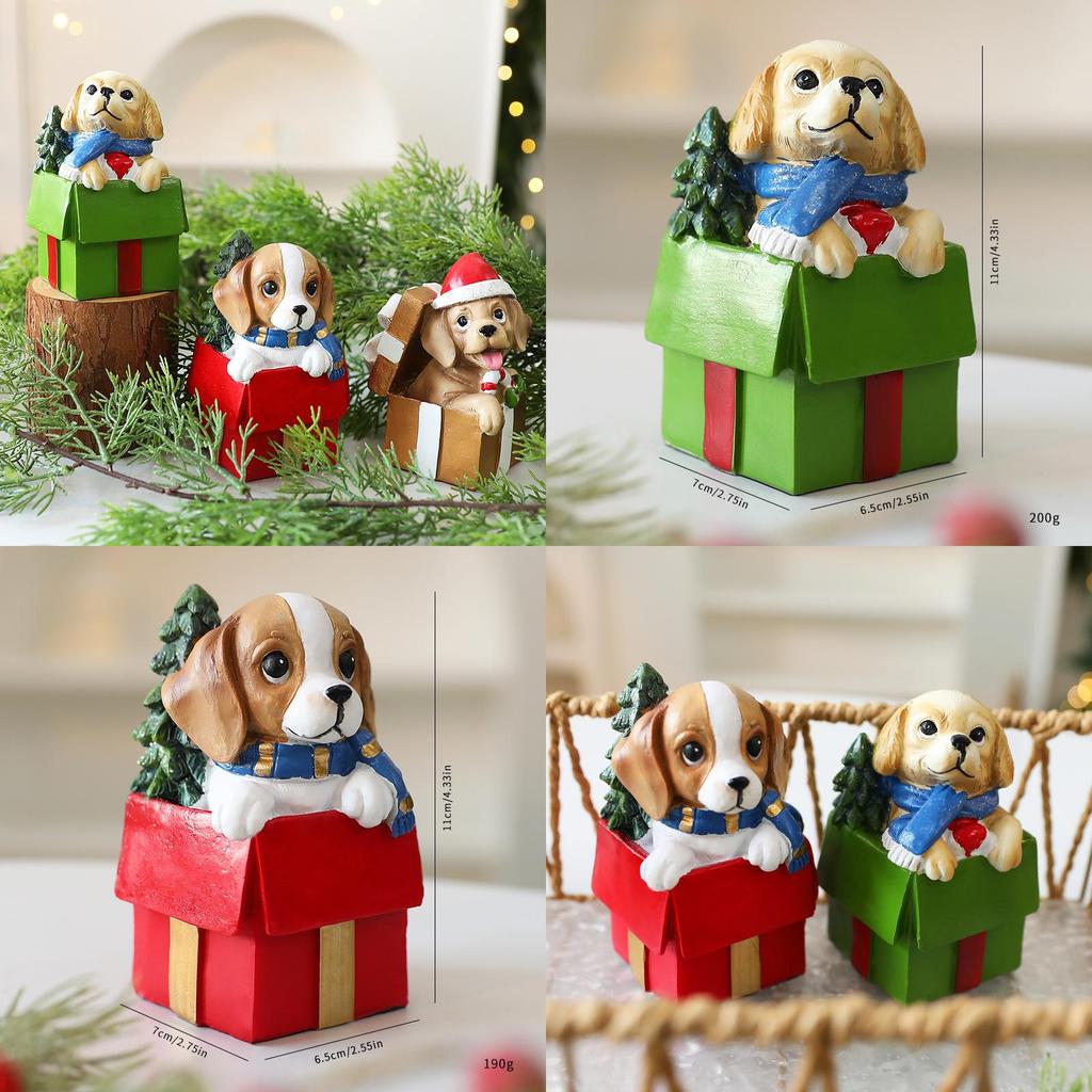 Cute Gift Puppy Resin Desktop Ornament For Holiday Scene Display