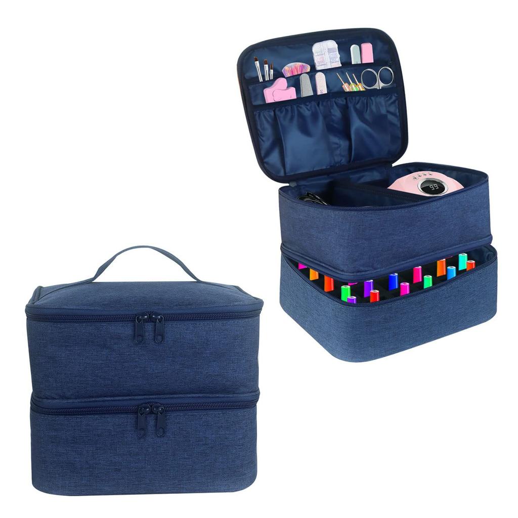 Nail Polish Storage Bag Essential Oil Bag Cosmetic Nail Care Kit Nail Care Tool Storage Box Double Layer 30 Compartment LIJIAO