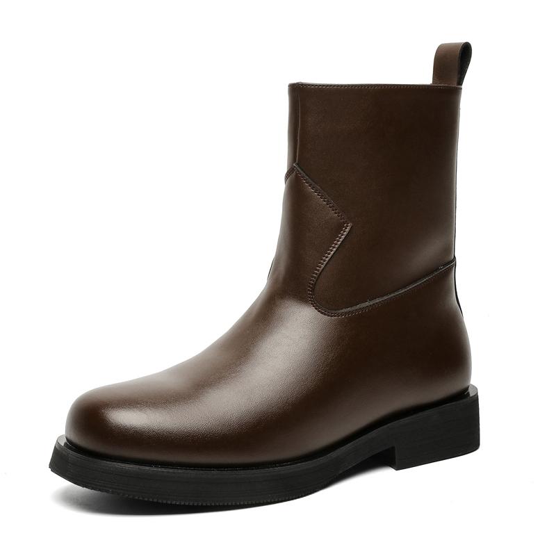 

Fashion Men s Leather Boots 2025 Fashion Thick Bottom Side Zipper Versatile Shoes Luxury Quality Spring Autumn Comfy Mens Ankle Boots 44