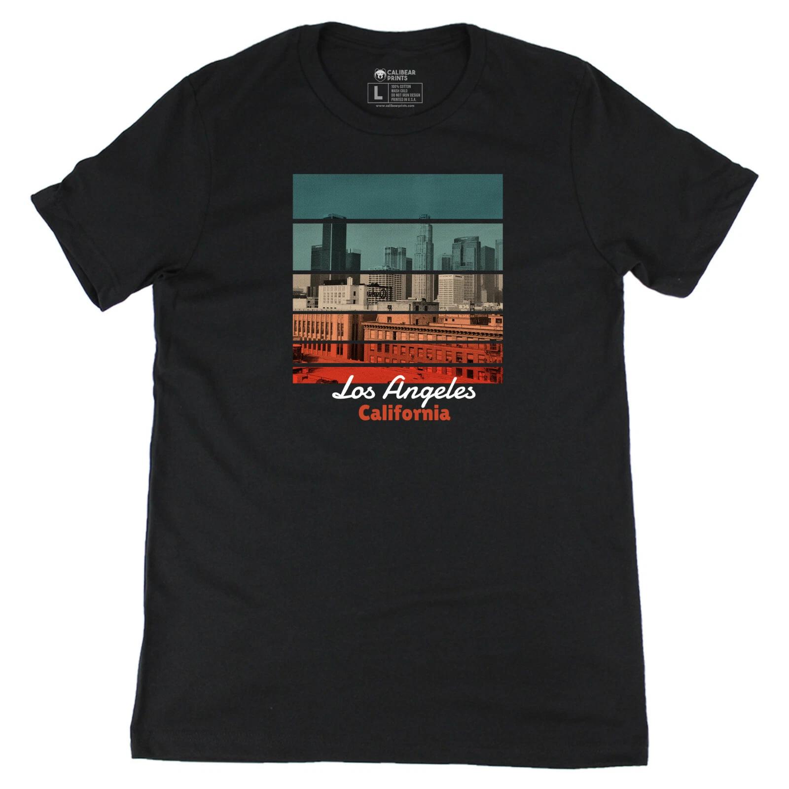 Los Angeles California Graphic Vintage Art T-T-Shirt Fine Jersey Cotton Tee S