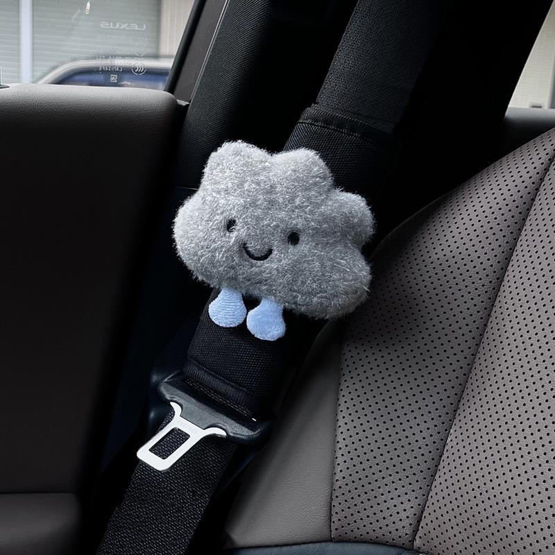1pc Short Four Season Universal Ice Silk Car Seatbelt Cover Cute Cartoon Cloud Auto Shoulder Strap Harness Cushion Protector Pad