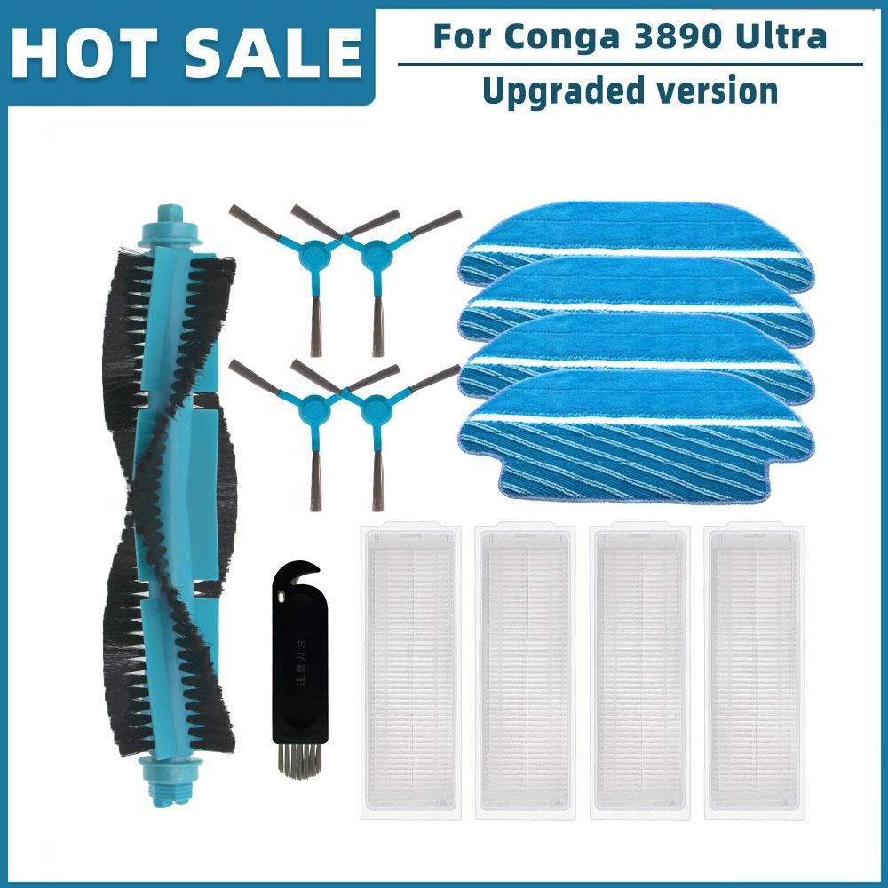 For Cecotec Conga 3890 Ultra Titanium Vital Robot Vacuum Spare Parts Accessories Main Side Brush Hepa Filter Mop Rag Brush Cover