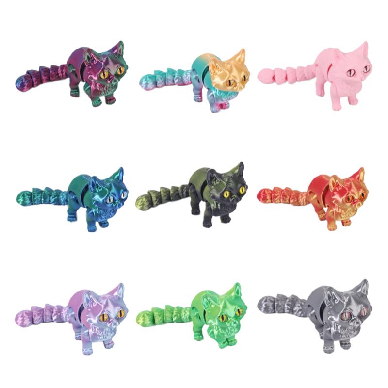 3D Printed Articulated Cute Cats Home Room Car Decorations Desktop Decorations Cartoon Simulated Cats Model Ornament Gifts