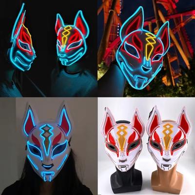 Hochwertige PVC-Japaner-Fuchs-Vollgesichtsmaske, wiederverwendbare LED-Neonlichtmaske, langlebige leuchtende LED-Maske