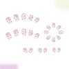 24PCS Floral Pattern Press On Nail In Light Purple French Style Oval Shape Shining For Quick Application Daily Use