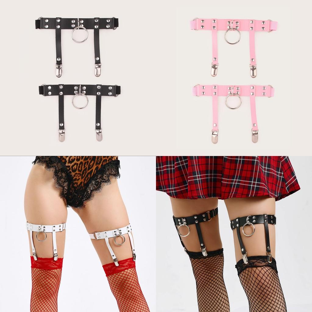 Style Punk Ladies Leg Ring With Metal Leather Y2k Fetish Garters For Party Wear