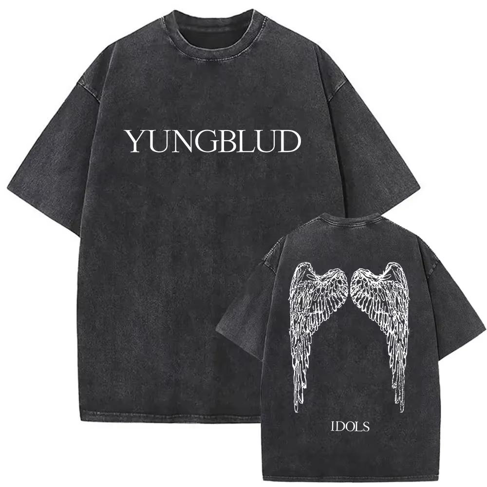 T-shirt Vintage Lavate Yungblud IDOLS The World Tour Uomo Donna Hip Hop Alta Qualità Gotico Oversize Streetwear