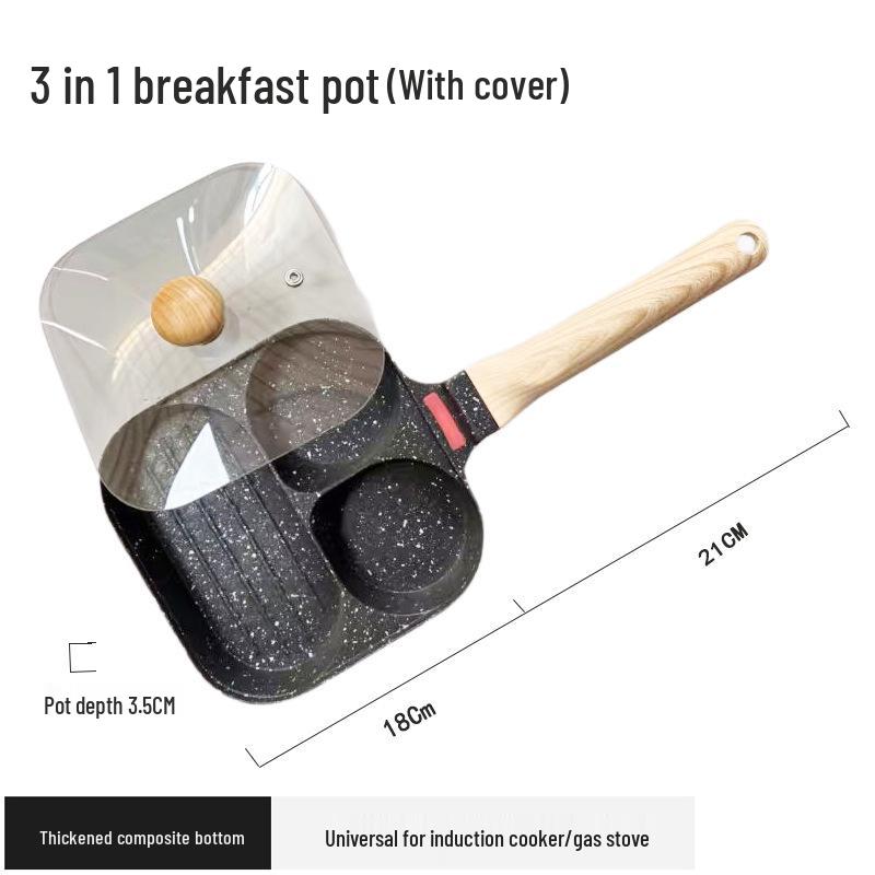 

Сковорода для омлета «три в одном» с антипригарным покрытием: Идеально подходит для яиц, гамбургеров, завтраков и стейков.