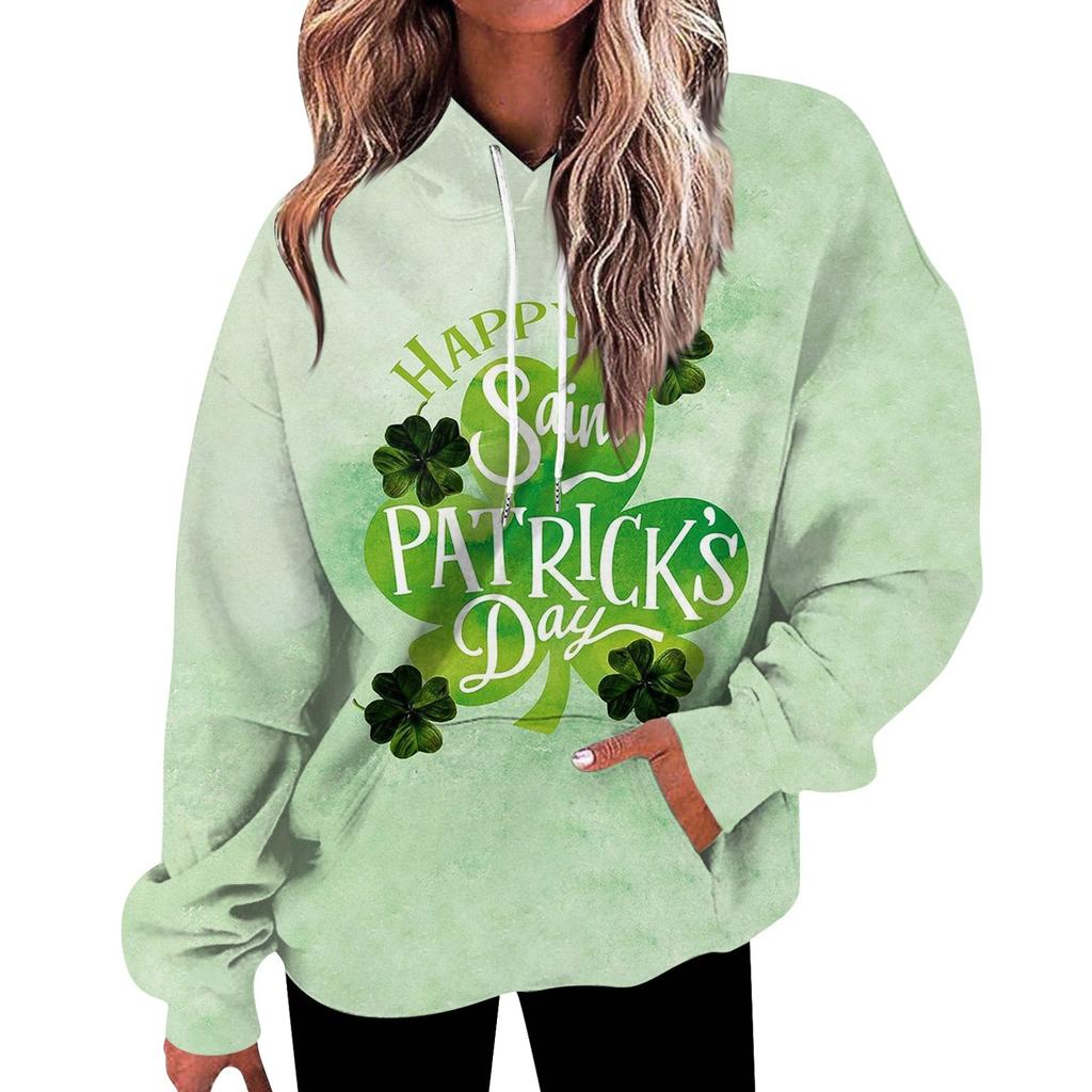 Women's Fashion Daily Versatile Casual Crewneck Sweatshirts Graphic Daily Long Sleeve Gradient Patchwork St. Patrick's Day Printed Top Sweatshirts