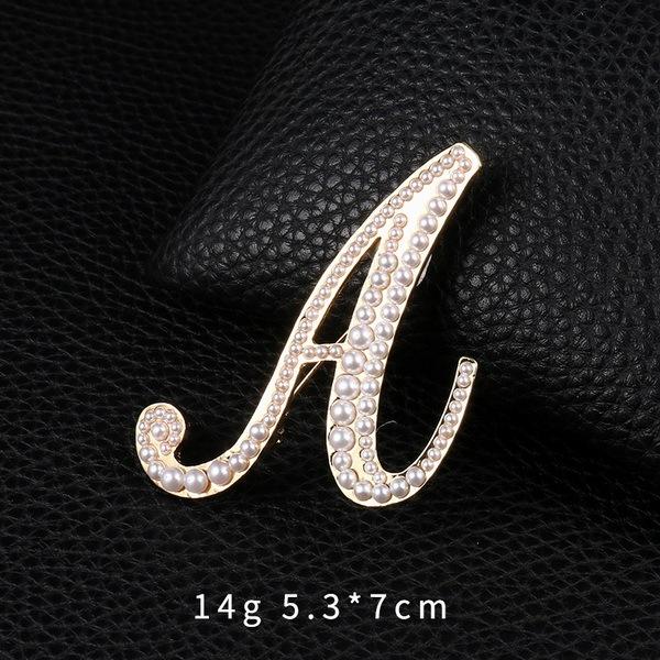 Arrival Simulierte Perlenbuchstaben Initialen Brosche Pins in Goldfarbe plattiert