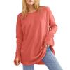 Loose Long Sleeve T Shirt Women Solid Round Neck Medium Top Thumb Hole