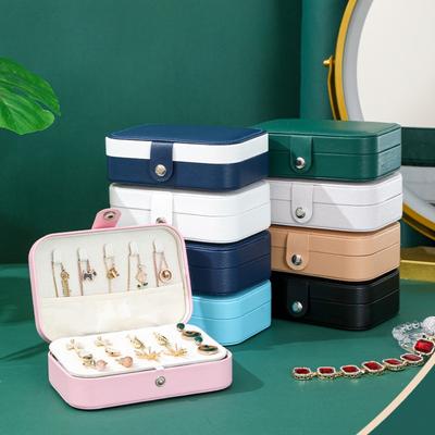 Tragbare Schmuckschatulle Schmuck Organizer Display Reise Schmuck Fall Boxen Knopf Leder Lagerung
