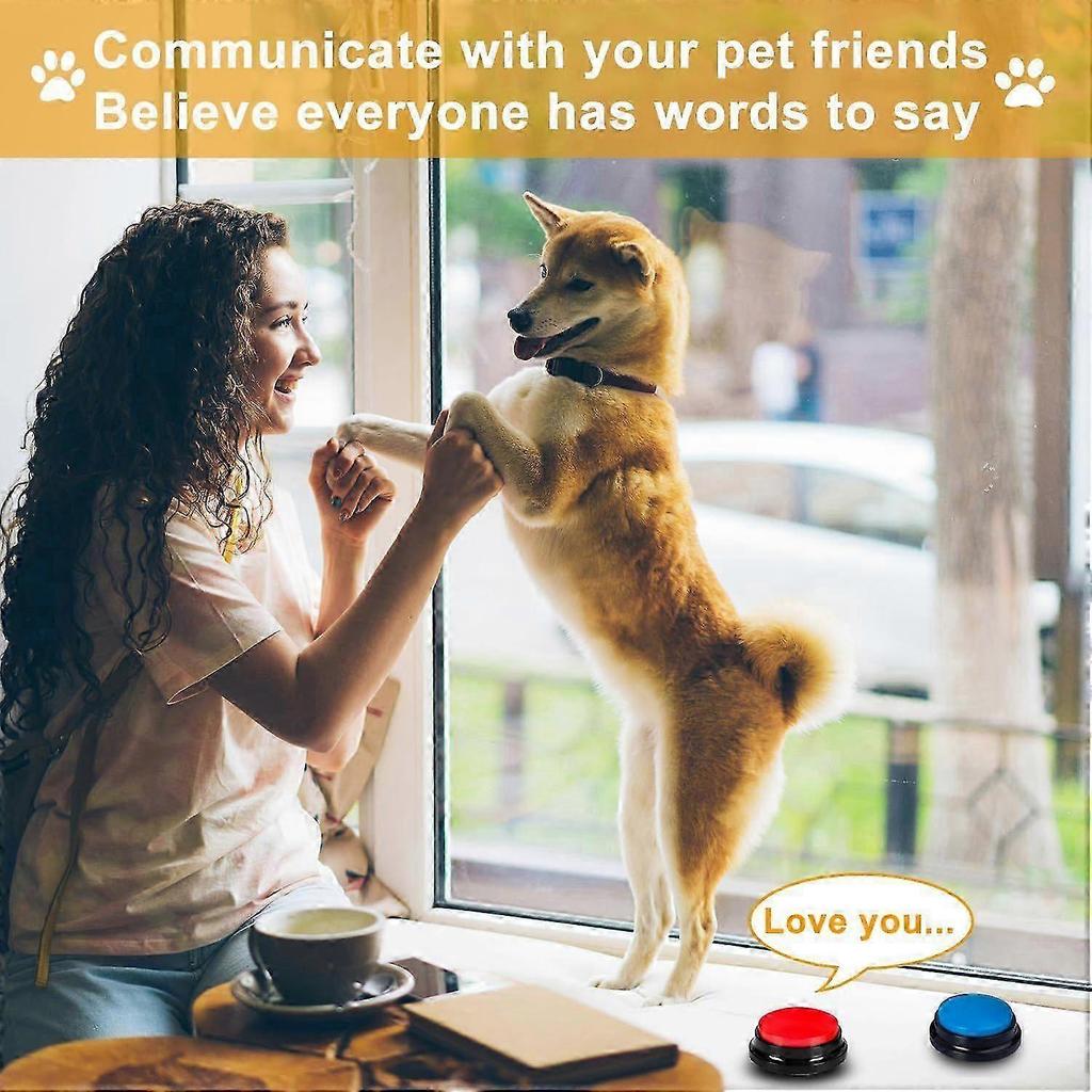 Sprachaufnahme-Button 4 Farben, Hundeknöpfe für Kommunikation Haustiertraining Summer, 30 Sekunden Aufnahme & Wiedergabe, für Familienspiele und Quizabende