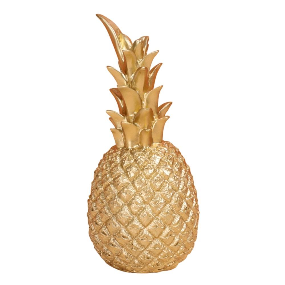 Gold Pineapple Figurine Big Size Artificial Pineapple Rustic Resin Sculpture for Living Room