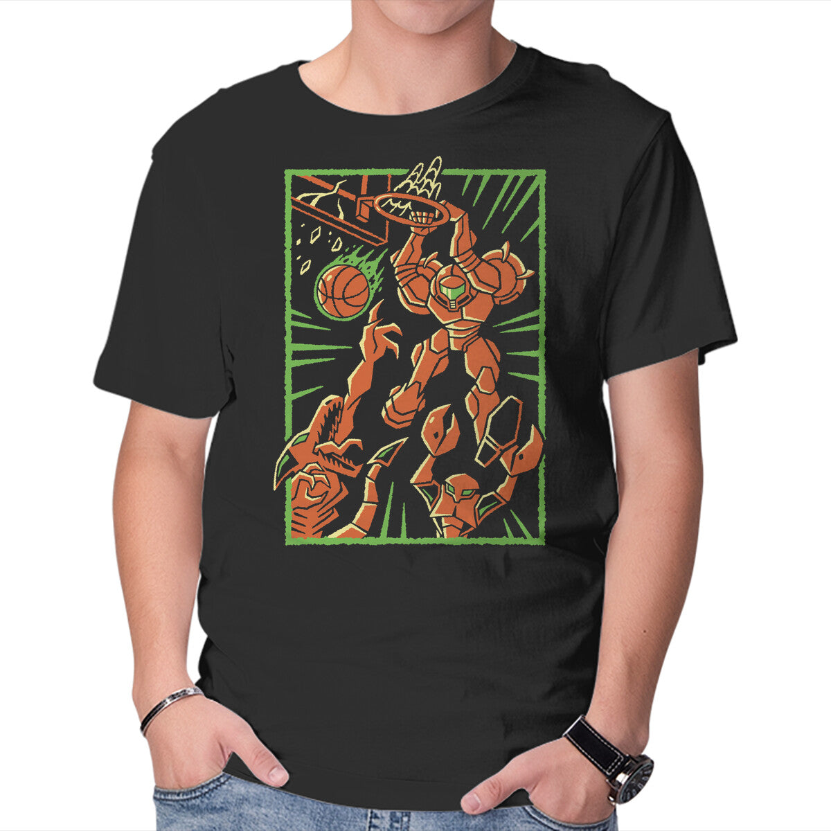 Unisex Crew Neck T-Shirt Space Slam Graphic Short Sleeve Casual Tee M