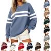 Women's Oversized Casual Patchwork Striped Pullover Hoodie for Fall Winter Daily Wear