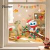 Winter Snowflakes Candy Decor Cute Christmas Owl Window Sticker, Snowy Branch Glass Decal, Waterproof Self Adhesive Seasonal Wall Art Xmas for Holiday
