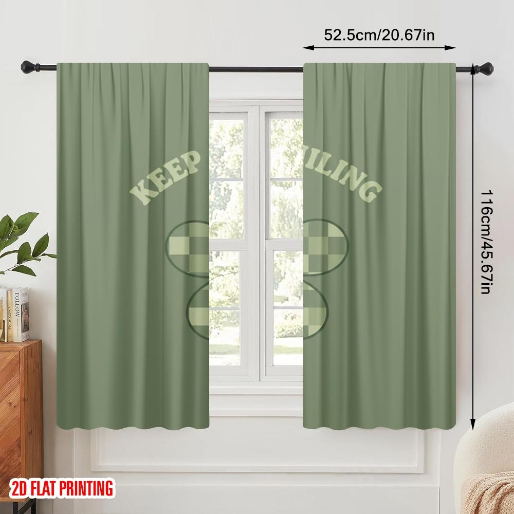 2pcs 2D flat printing Party Curtain Keep Smiling Flower Polyester Without Electricity Holiday Decorations for Multipurpose Event