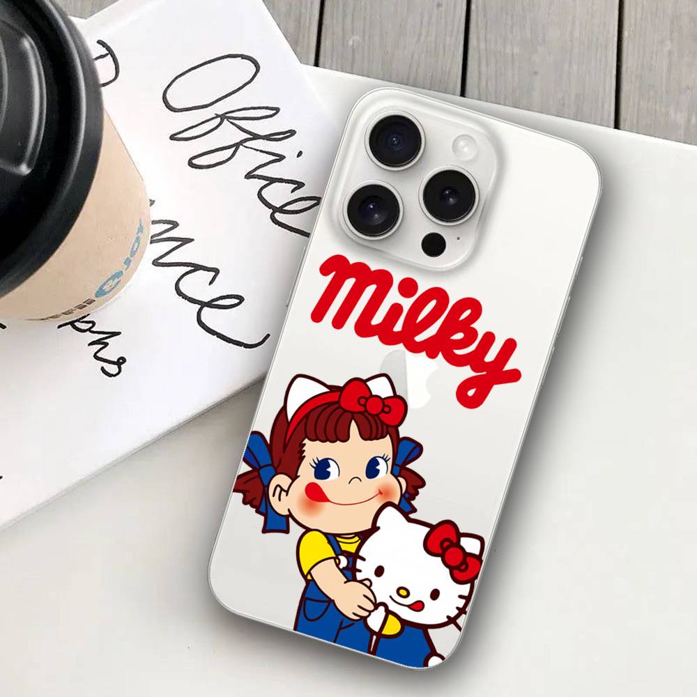 Fujiya Milky Peko Chan Phone Case For IPhone 17 16 15 11 14 12 13 16 Pro Max X XR XS Max Plus Clear Soft Cover