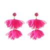 New Floral-style Fringed Fabric Earrings, Handcrafted, Niche Geometric Round Petal Earrings