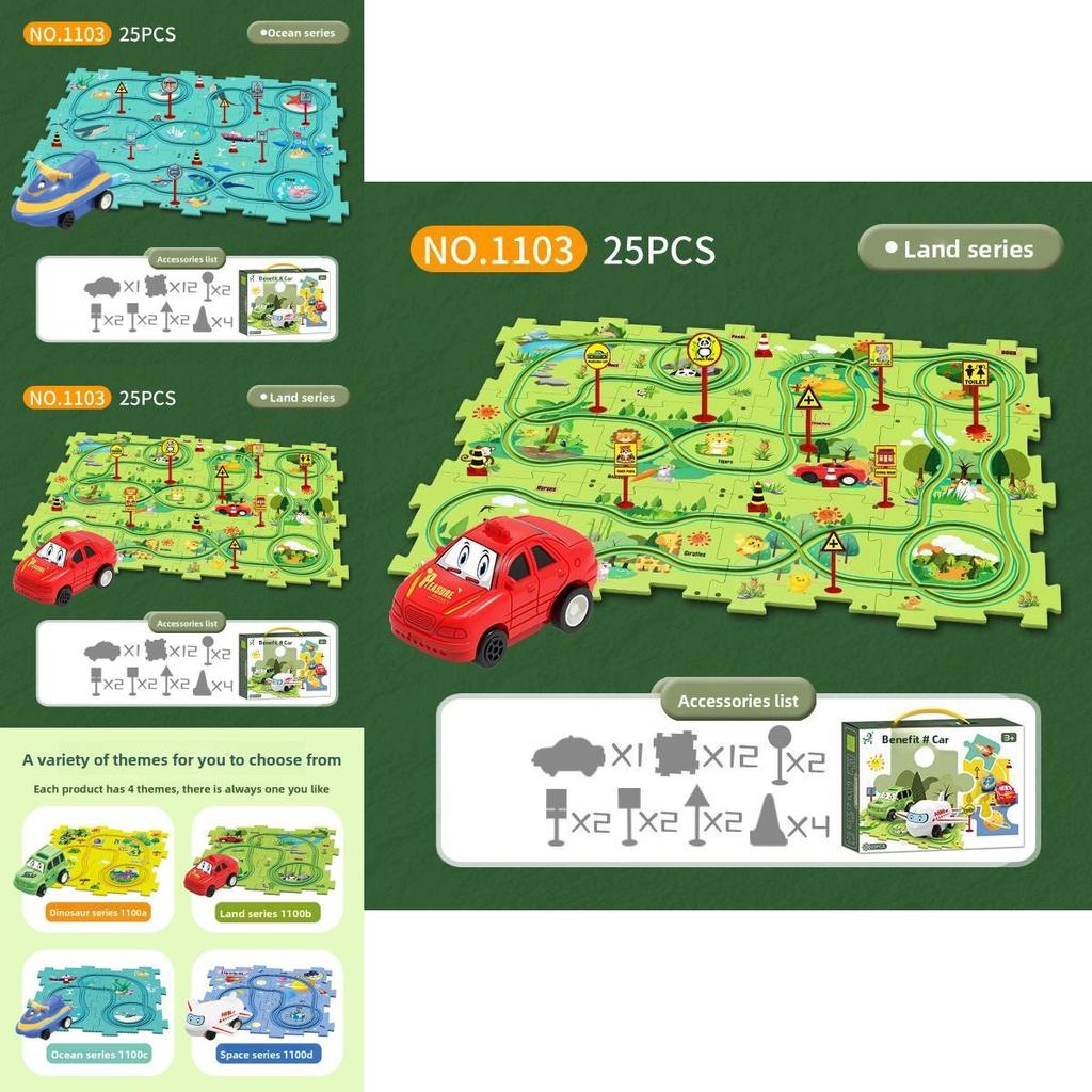 Kinder DIY Puzzle-Bahn Auto Set Spielzeug für kreatives Spielen Geschenk