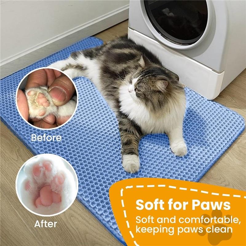 Tappetino Lettiera Gatto Doppio Strato Animali Domestici Antiscivolo Grande Tappetino Filtrante Lettiera Animali Domestici Resistente all'Usura Impermeabile Antiscivolo Tappetino Lettiera Gatto