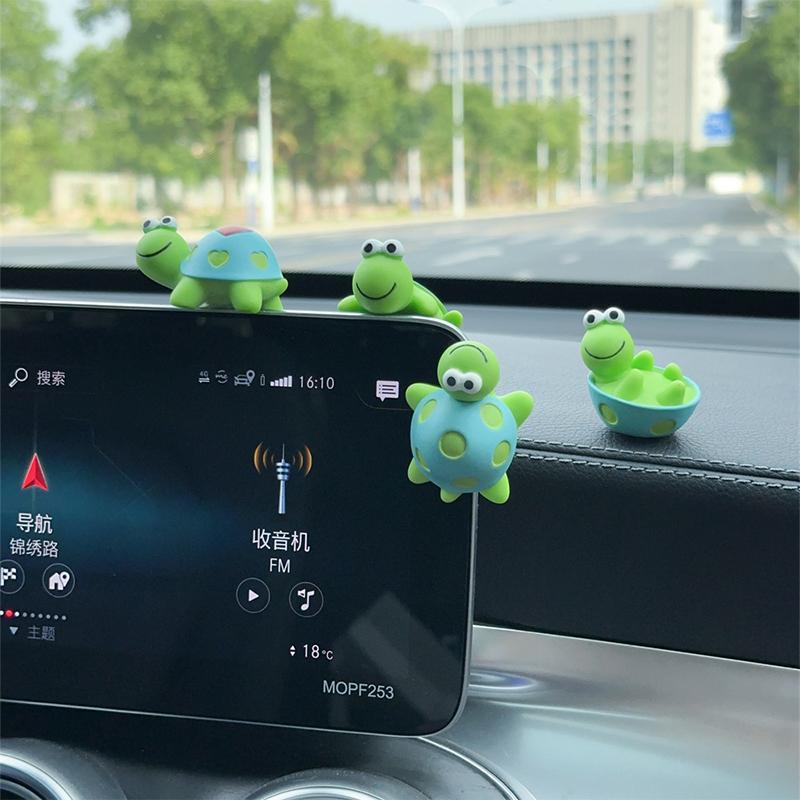 1/4Pcs Car Turtle Ornament Car Dashboard Rearview Mirror Cartoon Resin Animal Ornaments Mini Turtle Diy Decoration Accessories