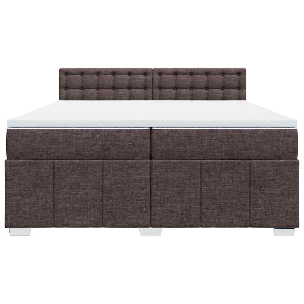 Box Spring Bed with Mattress Dark Brown 200 x 200 cm Fabric