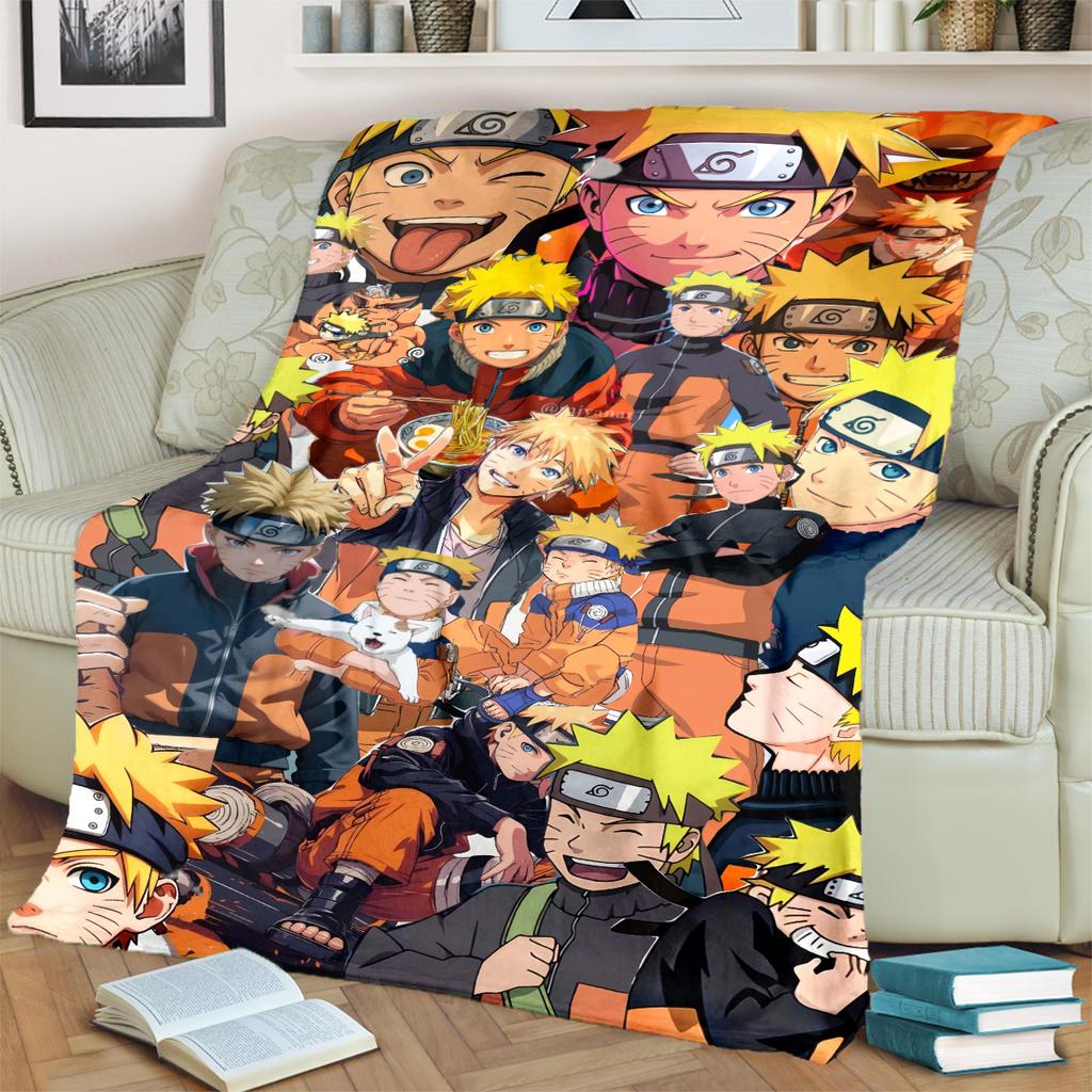Anime-Naruto Print Blanket Warm Comfortable Flannel Blanket for Bedrooms, Sofas, Beds, Chairs, Picnics, Travel -LXR49