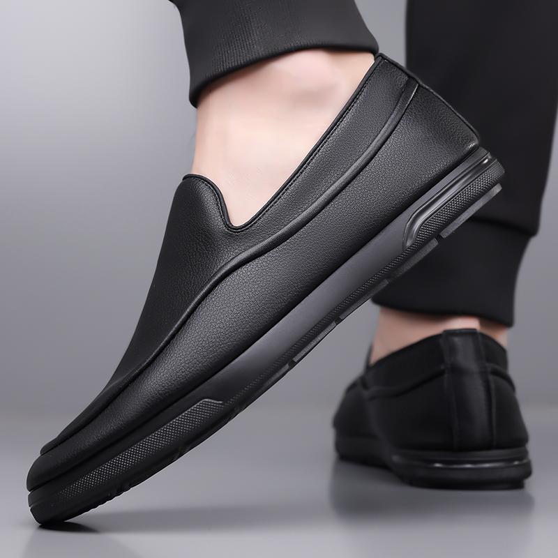 Fashion Men's Leather Loafers Slip-On Comfortable Walking Shoes 2025 New Casual Business Dress Shoes Men Breathable Soft Sole Flats