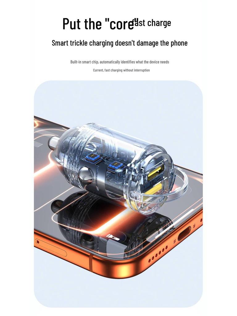 PISEN 30W Fast Car Charger for Apple & Android - One-to-Three USB Adapter