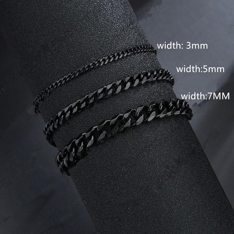 New Trendy Cuban Chain Men Bracelet Classic Stainless Steel 3 /5 /7mm Width Chain Bracelet For Men Women Jewelry Gift