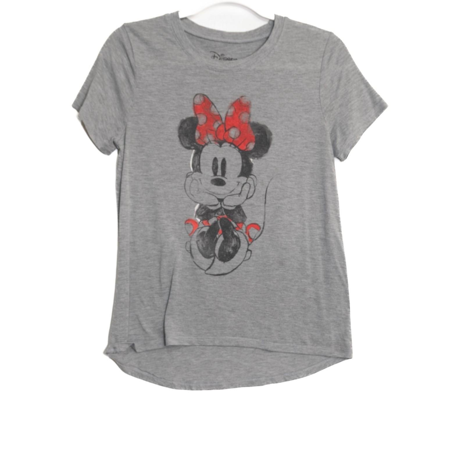 Disney Minnie Mouse Size M Gray T-Shirt With Red Polka Dot Bow XXL