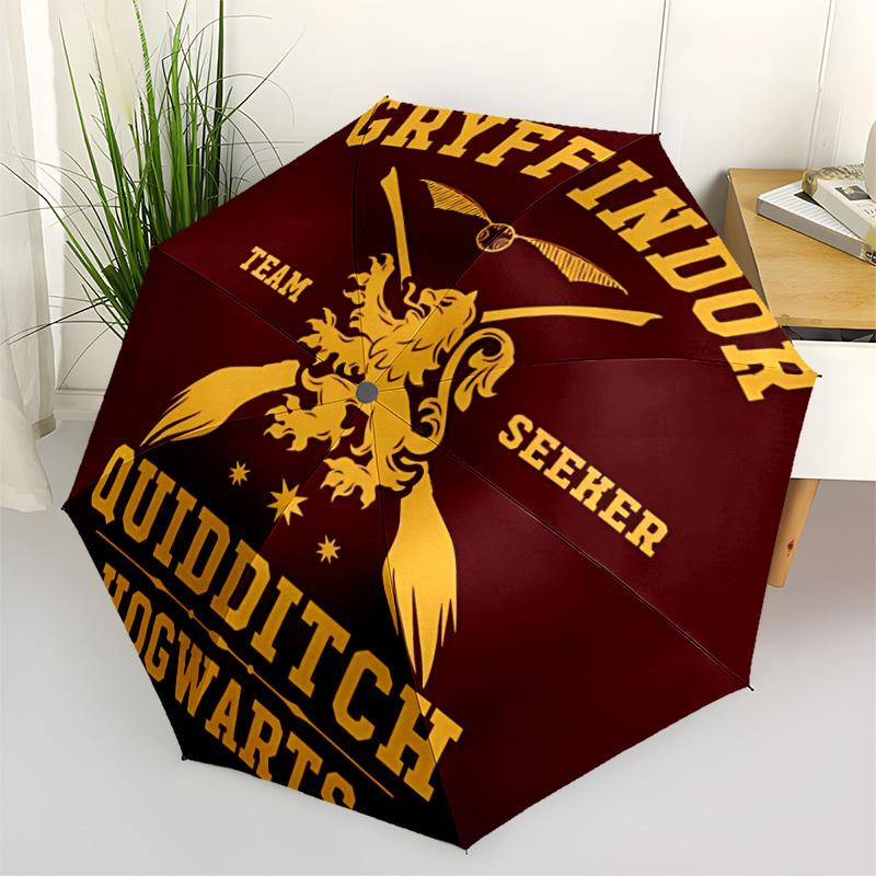 1pc Gryffindor Harry Potter Automatic Folding Umbrella, Durable Plastic & Iron, Lightweight for Outdoor Daily Use 002