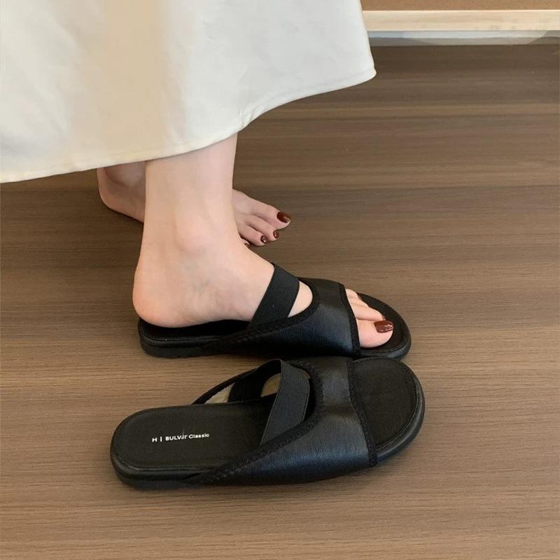 Retro Brown Niche Open-toed Sandals Fairy Shoes New Summer Flat-bottomed Cool Slippers